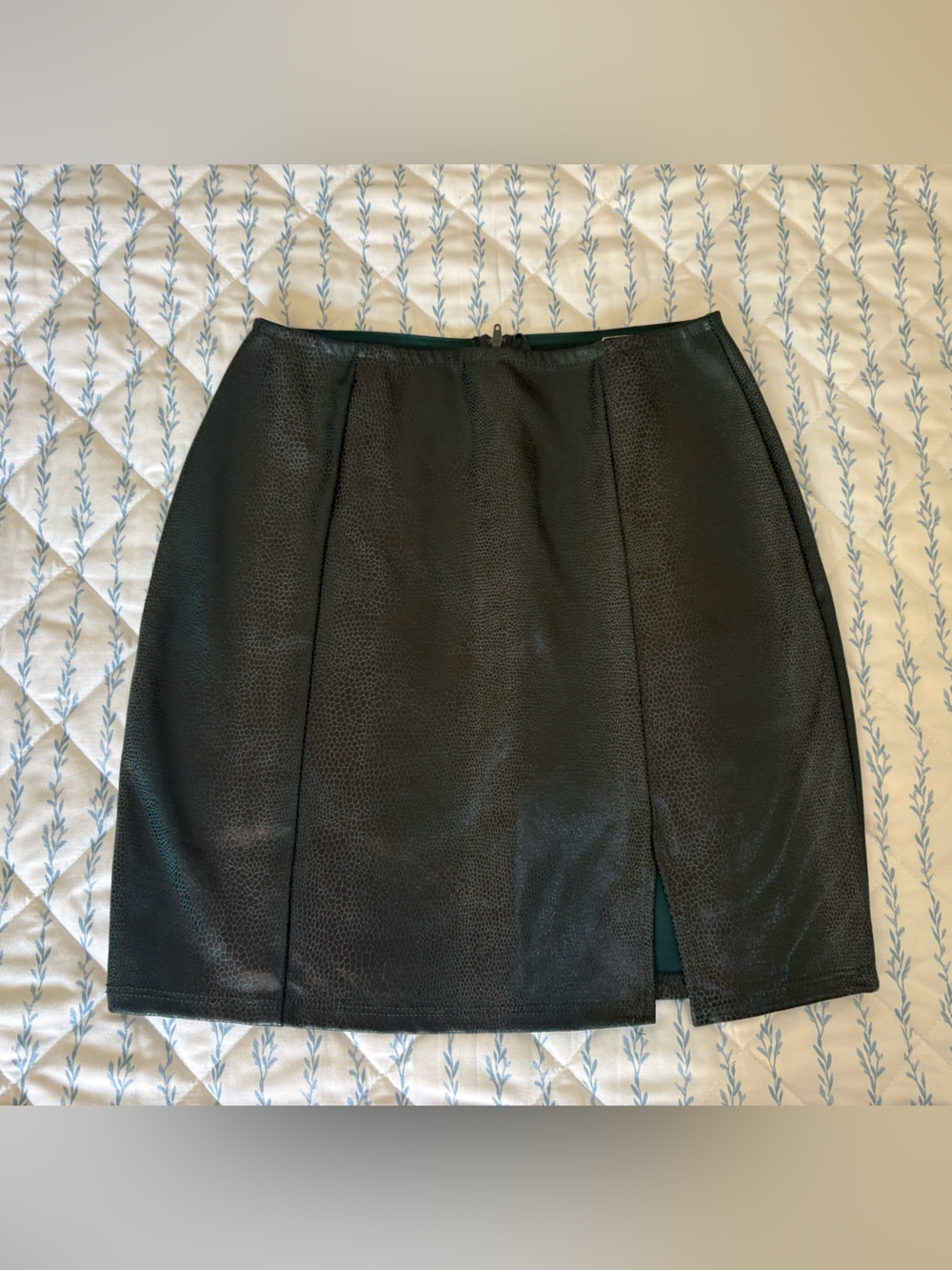 Windsor Teal/ Black Faux Leather A-Line Skirt